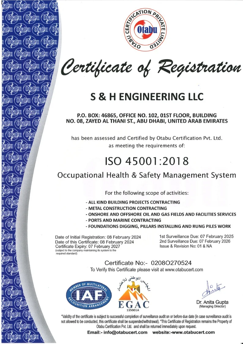 ISO 45001:2018 Certificate